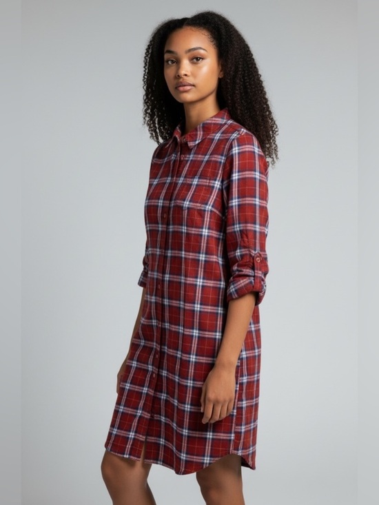 Juicy Couture Dresses & Skirts - Juicy Couture Red Plaid Button-Up Shirt Dress size 4